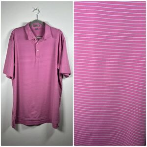 Peter Millar Summer Comfort Magenta Pink Lilac Purple Striped Polo Size XL